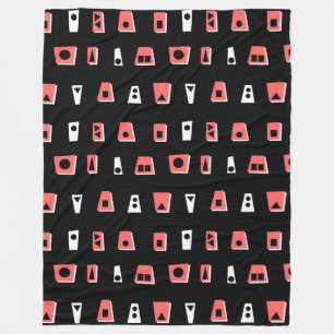 Cobertor De Velo 020216 - Tropical Pink, White and Black on Black (