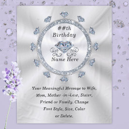 Cobertor De Velo 100º, 75º, 70, 60º Aniversário Presente para Espos