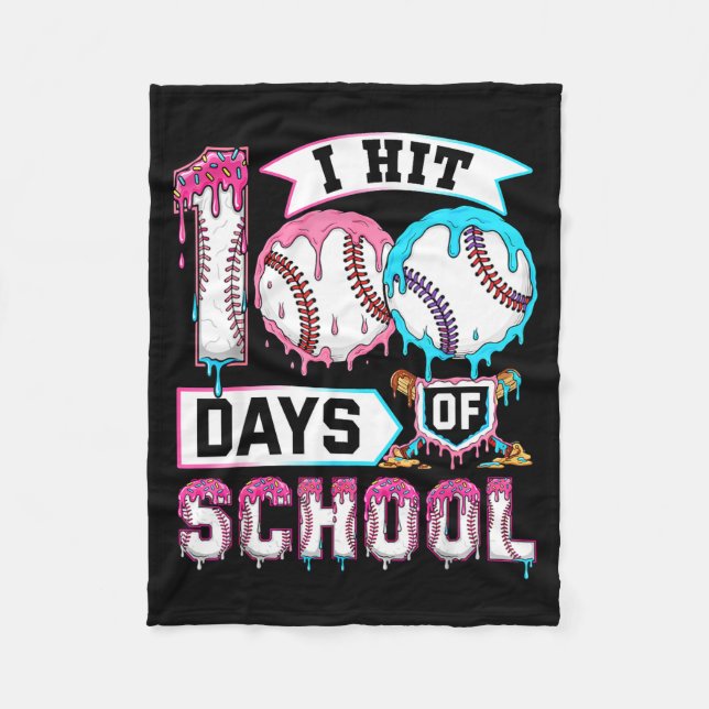 Cobertor De Velo 100 Days Of School Boys Baseball Drip 100th Day Ki (Frente)