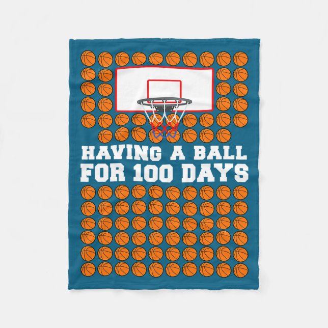 Cobertor De Velo 100 Dias De Basquete Escolar 100º Dia Para  (Frente)