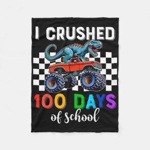 Cobertor De Velo 100 Dias De Caminhão Monstro Escolar 100 Dias Dino
