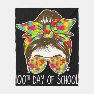 Cobertor De Velo 100 dias de escola Messy Bun Sunglass Autism awa