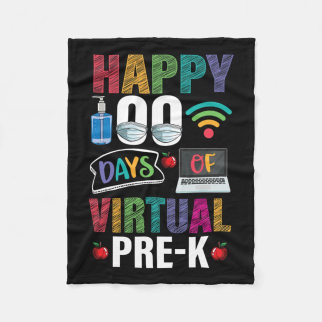 Cobertor De Velo 100 Dias De Professores Pré-k Virtuais (Frente)
