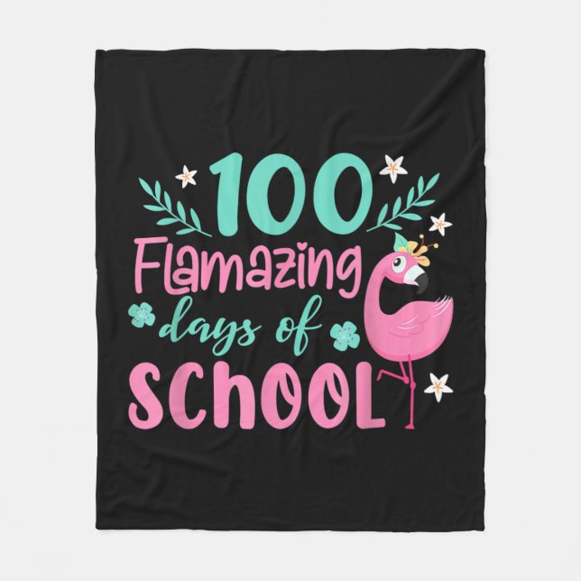 Cobertor De Velo 100 Dias Incríveis Da Escola | Funny Flamingo (Frente)