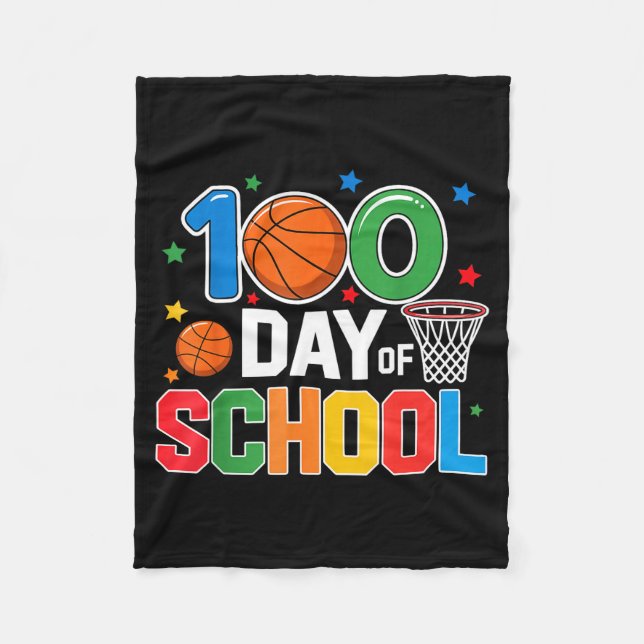 Cobertor De Velo 100th Day Of School Basketball - Kids 100 Days Of  (Frente)