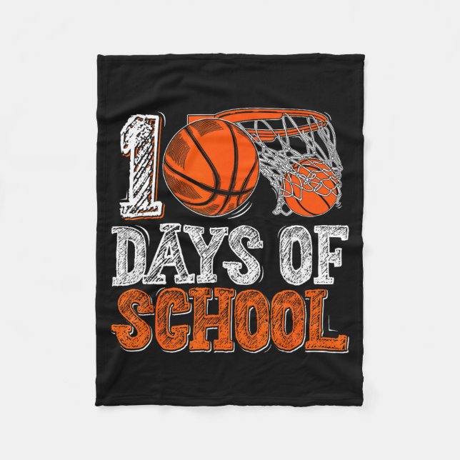 Cobertor De Velo 100th Day Of School Basketball Kids 100 Days Of Sc (Frente)