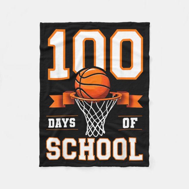 Cobertor De Velo 100th Day Of School Basketball Kids 100 Days Of Sc (Frente)