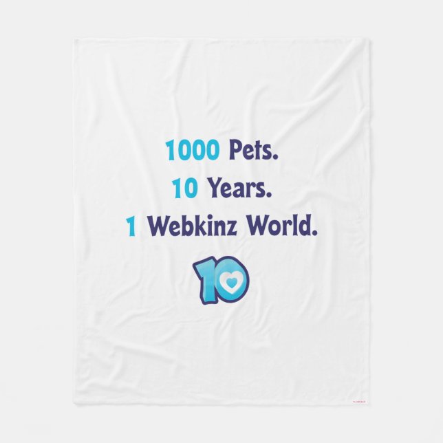 Cobertor De Velo 10 anos de Stats de Webkinz (Frente)