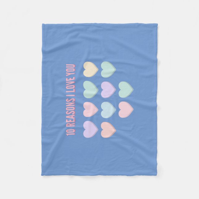 Cobertor De Velo 10 razões pelas quais te amo - 10º presente de ani (Frente)