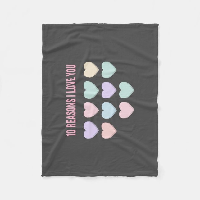 Cobertor De Velo 10 razões pelas quais te amo - 10º presente de ani (Frente)