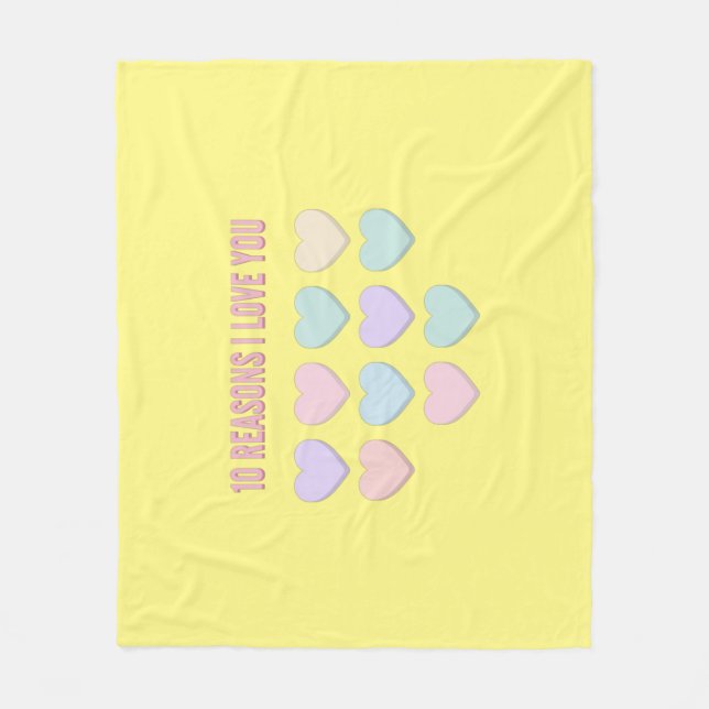 Cobertor De Velo 10 razões pelas quais te amo - 10º presente de ani (Frente)