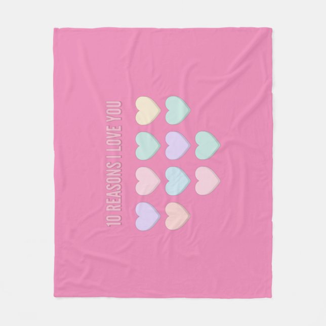 Cobertor De Velo 10 razões pelas quais te amo - 10º presente de ani (Frente)