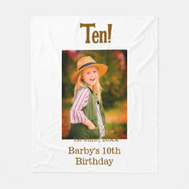 Cobertor De Velo 10th birthday photo name date simple brown beige b