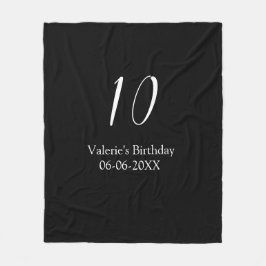 Cobertor De Velo 10th birthday white black name date calligraphy 