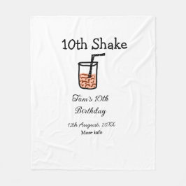Cobertor De Velo 10th Shake 10th feliz aniversário, milkshake scrib