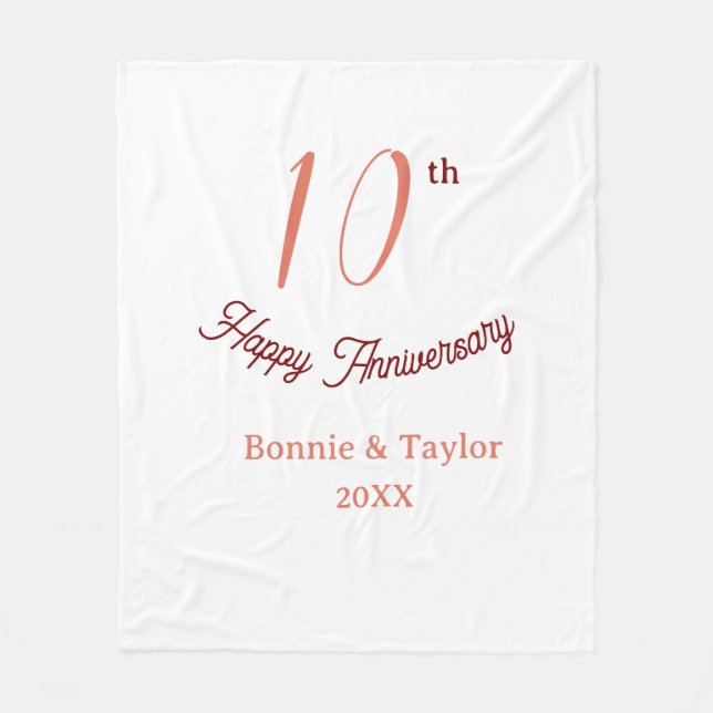 Cobertor De Velo 10th wedding anniversary peach pastel name retro b (Frente)