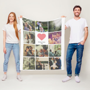 Cobertor De Velo 11 fotos colagem coração rosa personalizado