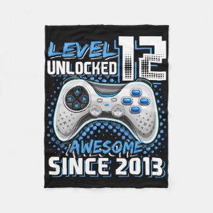 Cobertor De Velo 12 Birthday Boy Nível 12 Gamer 12 Anos Vídeo Gam