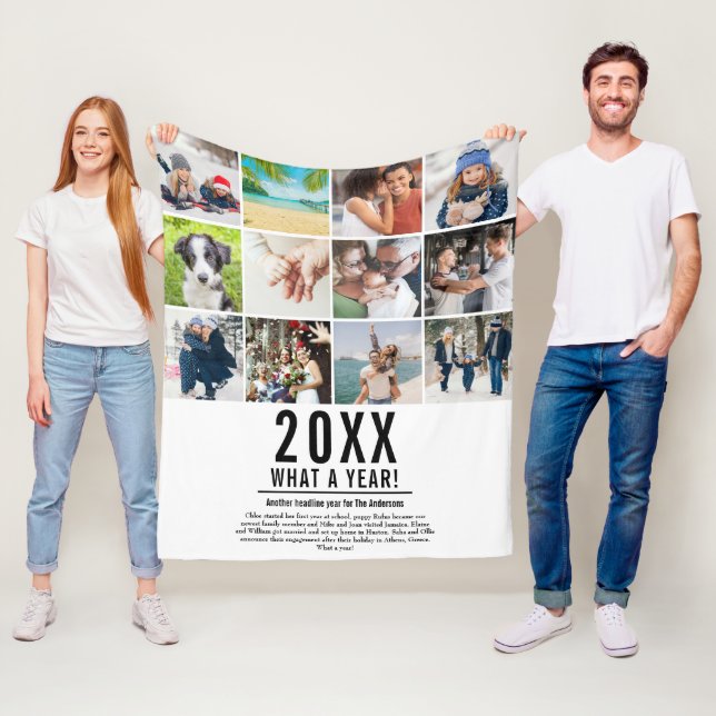 Cobertor De Velo 12 Colagem de Fotos Família Ano em Revisão Moderno (In Situ)