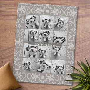 Cobertor De Velo 12 Colagem de Fotos - Padrão Rustic Farmhouse Bei