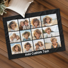 Cobertor De Velo 12 Colagem de Instagram de Foto e Fundo Preto