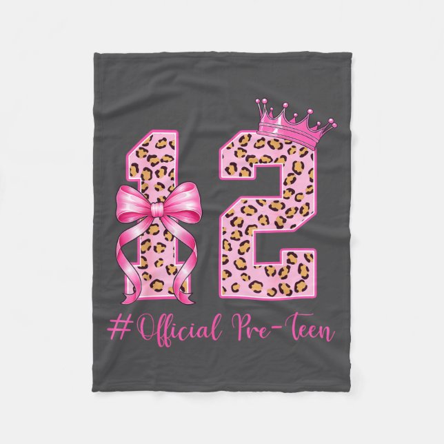 Cobertor De Velo 12th Birthday Girl Nk Coquette Bow Leopard 12 Year (Frente)