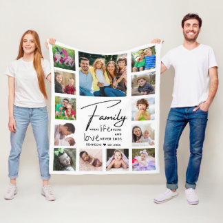 Cobertor De Velo 13 Photo Collage Family Quote Name Black And white