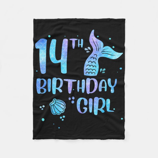 Cobertor De Velo 14th Birthday Girl Mermaid 14th Toddlers Back To S (Frente)