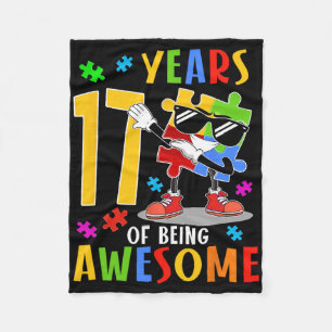 Cobertor De Velo 17 Anos De Ser Incrível Aniversário Dabbing Autism