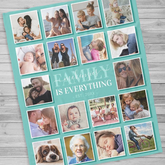 Cobertor De Velo 18 Nome da Família de Colagem de Fotos (Criador carregado)