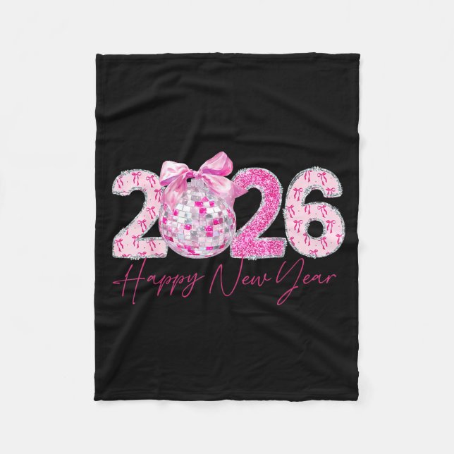 Cobertor De Velo 2026 Happy New Year Bow Patch Disco Ball  (Frente)