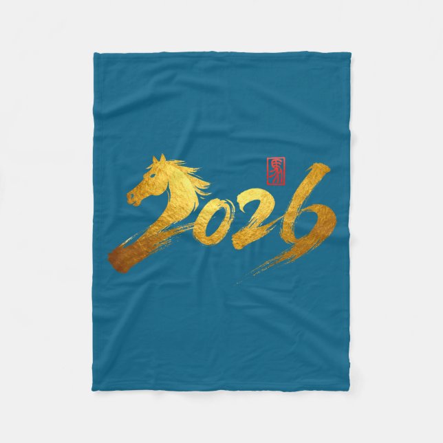 Cobertor De Velo 2026 Year Of The Horse Calligraphy Chinese Lunar N (Frente)