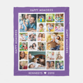 Cobertor De Velo 21 Colagem de Fotos Nome da Família Memórias Roxo 