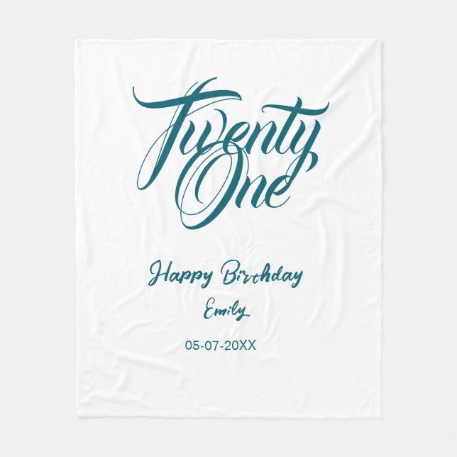 Cobertor De Velo 21st birthday add name date year blue template thi (Frente)