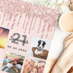 Cobertor De Velo 21st birthday photo rose gold glitter blush pink<br><div class="desc">A unique gift for a 21st birthday, celebrating her life with a collage of 5 of your own photos, pictures. Personalize and add her name, age 21 and a date. A chic feminine rose gold, blush pink colored background. Gray and black letters and numbers. Decorated with rose gold faux glitter...</div>
