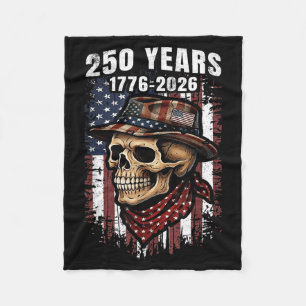 Cobertor De Velo 250 Anos Crânio Esqueleto Patriótico Americano