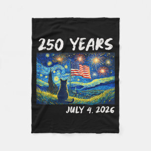 Cobertor De Velo 250 Anos Gato Noite Estrelada 4 de Julho 250º