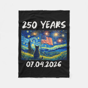 Cobertor De Velo 250 Anos Noite Estrelada Gato 4 de Julho 250º