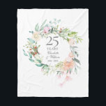 Cobertor De Velo 25 Silver Casamento Aniversário Floral Garland<br><div class="desc">Com uma delicada granja floral de aquarela,  este cobertor de festas de aniversário de casamento botânico de 25 pode ser personalizado com sua informação especial de aniversário na elegante tipografia de prata. Projetado por Thisnotme©</div>