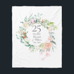 Cobertor De Velo 25 Silver Casamento Aniversário Floral Garland<br><div class="desc">Com uma delicada granja floral de aquarela,  este cobertor de festas de aniversário de casamento botânico de 25 pode ser personalizado com sua informação especial de aniversário na elegante tipografia de prata. Projetado por Thisnotme©</div>