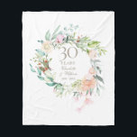 Cobertor De Velo 30 Pearl Casamento Aniversário Floral Garland<br><div class="desc">Com uma delicada granja floral de aquarela,  este 30 botânico de aniversário de casamento,  mantendo o cobertor do velo,  pode ser personalizado com suas informações especiais de aniversário na tipografia elegante de cinzas de pérolas. Projetado por Thisnotme©</div>