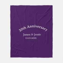 Cobertor De Velo 30th wedding anniversary name date purple simple 
