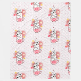 Cobertor De Velo 3 gatos com flores e uma caneca