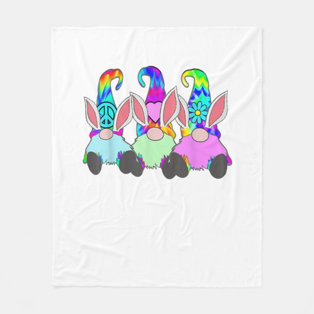 Cobertor De Velo 3 Páscoa Hippie Gnomos Tie Dye Primavera Bunny Ear (Frente)
