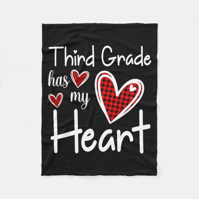 Cobertor De Velo 3rd Third Grade Has My Heart Buffalo Print Teacher (Frente)