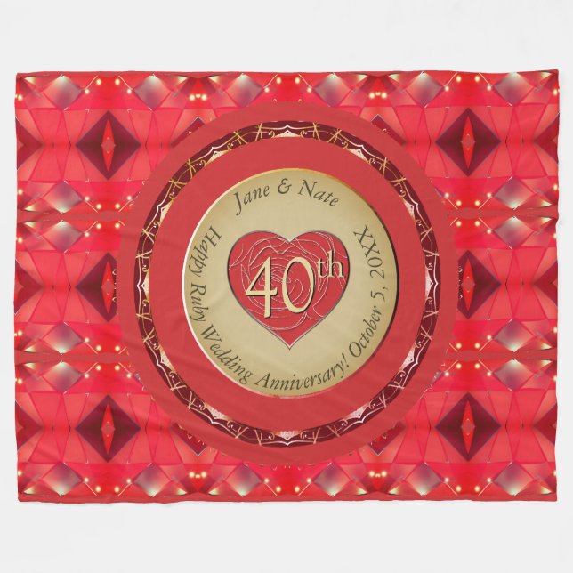 Cobertor De Velo 40 anos Ruby Fleece Blanket (Frente (Horizontal))