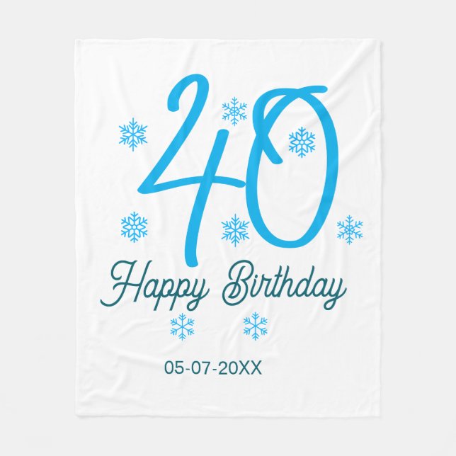 Cobertor De Velo 40th birthday add name date year blue template (Frente)