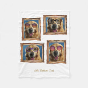 Cobertor De Velo 4 Colagem de Fotografias Vintage Frame Dogs Famíl