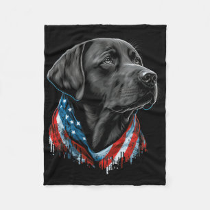 Cobertor De Velo 4 De Julho De Black Patriotic American Labrador