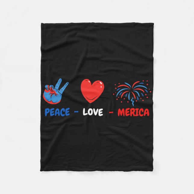 Cobertor De Velo 4 De Julho Peace Love Merica (Frente)